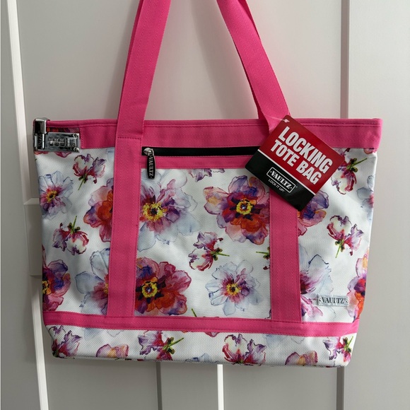 Vaultz Locking/Combination Zipper Tote Bag Pink/Floral (Rare/Discontinued) - Picture 1 of 7
